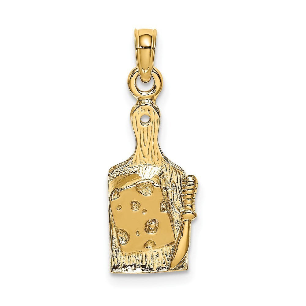 14k Yellow Gold Cheese Board w/ Knife Necklace Charm Pendant